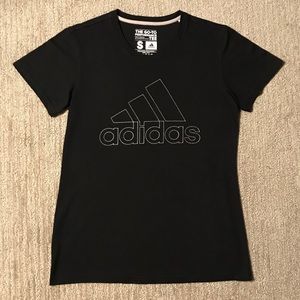 Women’s Black & Silver Outline Adidas Graphic T-Shirt In Size Small
